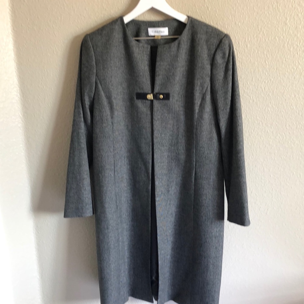 Calvin Klein long tweed statement jacket.